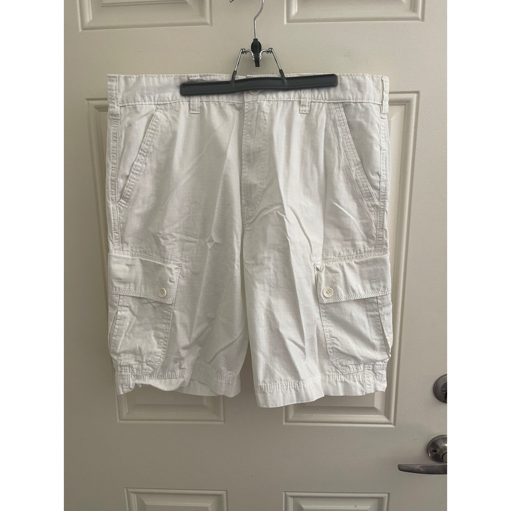 Calvin Klein Jean Mens White Ripstop Cargo Shorts Size 36 Utility Casual Summer